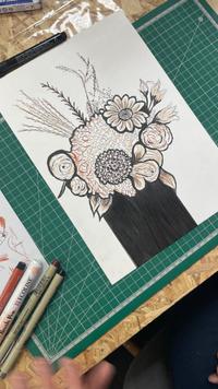 Réalisation Dessin d'Observation aux feutres liner et crayons